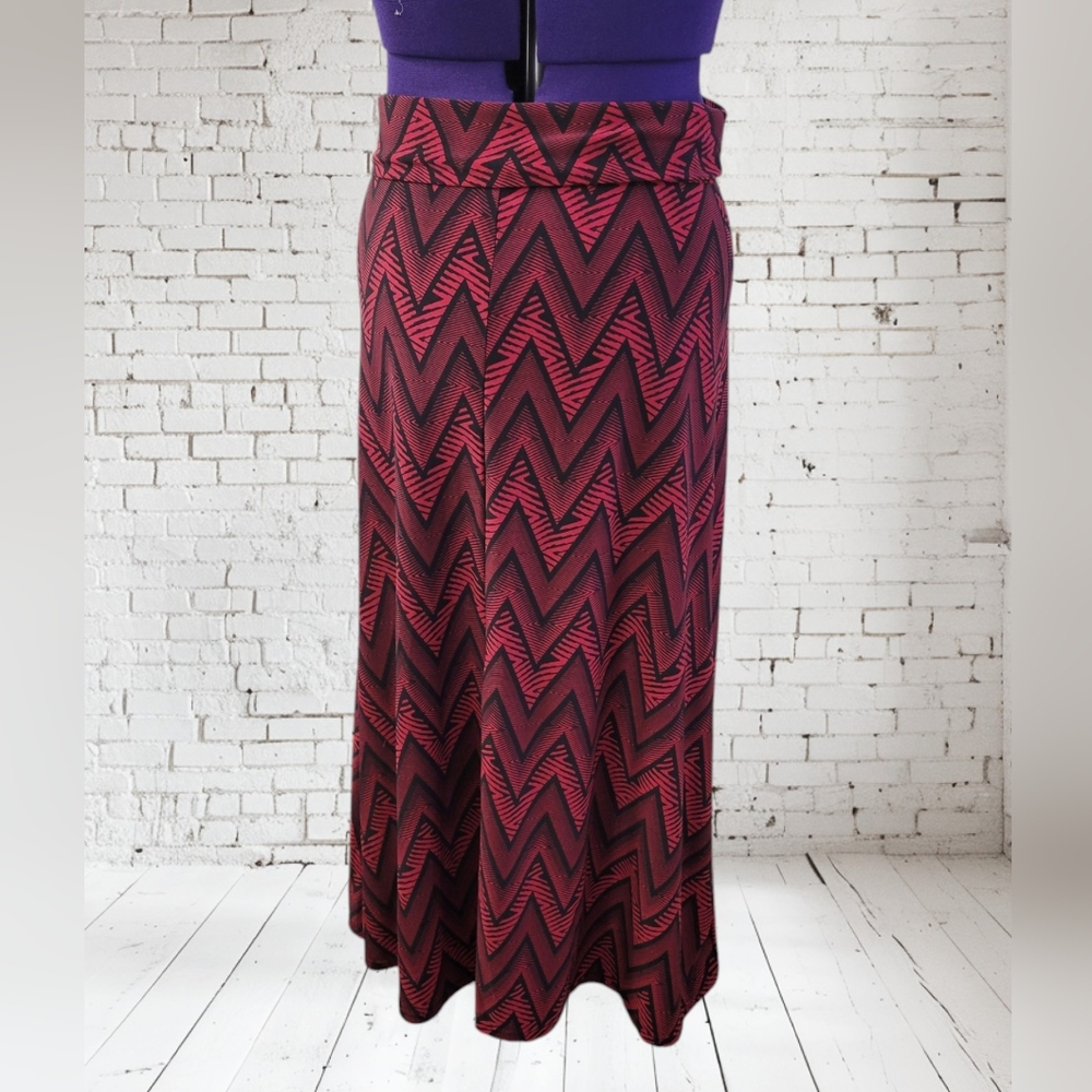 Chances R Maxi Skirt Chevron Red Black Plus Size